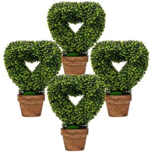 4 Pieces Heart-Shape Artificial Plant Set-Green