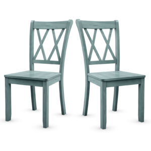 Set of 2 Armless Wood Dining Chairs with Ergonomic Fluted Seat