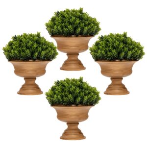 4 Pieces Mini Faux Pine Cone Tree Set with Pots-Green