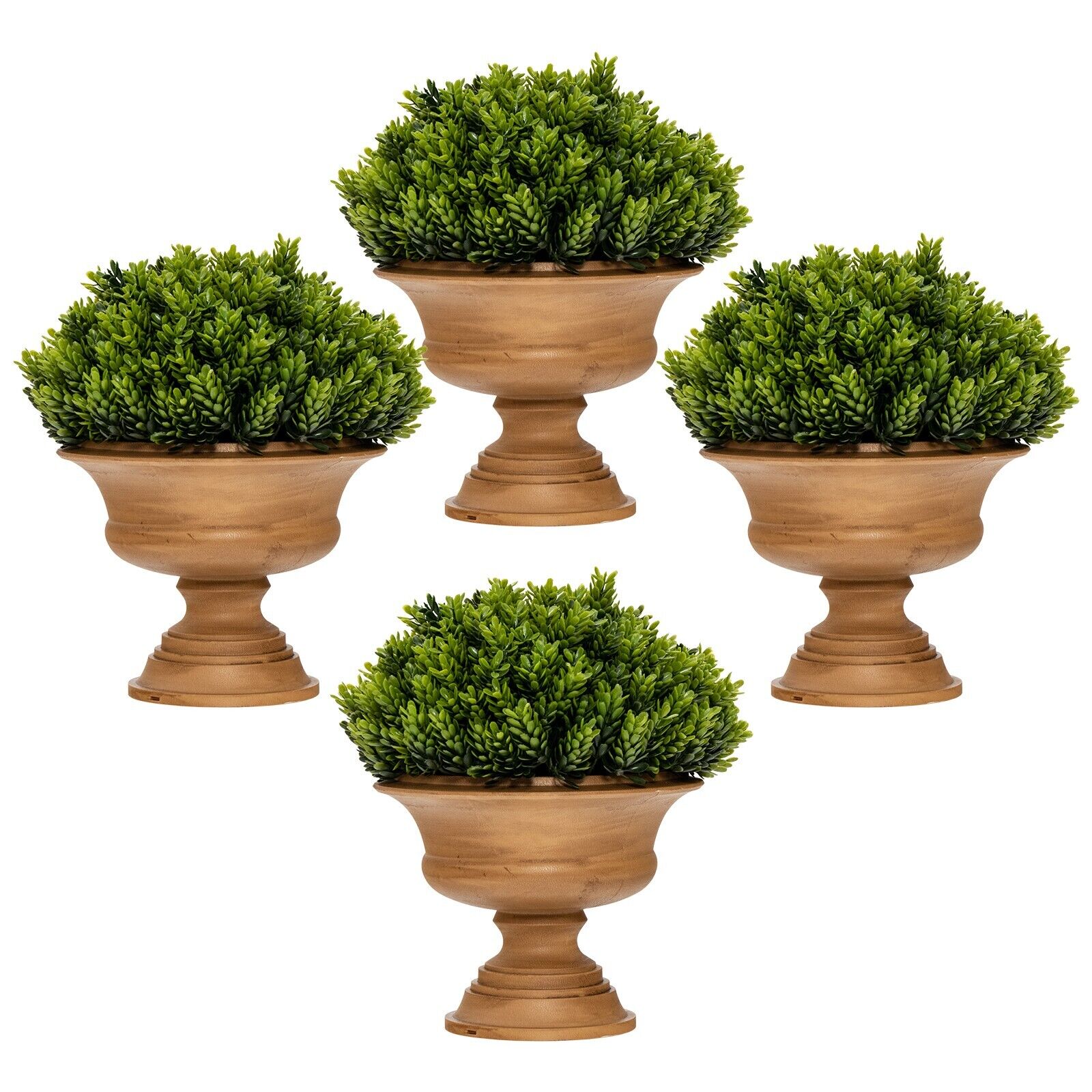 4 Pieces Mini Faux Pine Cone Tree Set with Pots-Green
