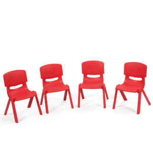 Set of 4 Waterproof Kids Chairs Set with Backrest and Handing Hole-Red