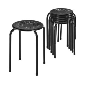 Set of 6 Round Metal Stools Support up to 120kg-Black