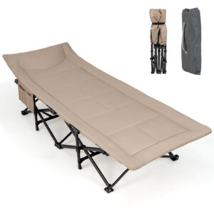 Sleeping Cot Bed with Carry Bag-Khaki