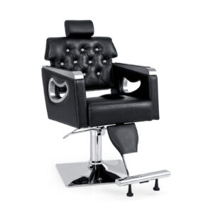 Adjustable Swivel Barber Chair with Padded Backrest-Black
