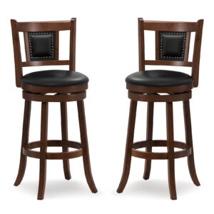 65/74 cm Swivel Bar Stool Set of 2 with Curved Backrest-25 Inches