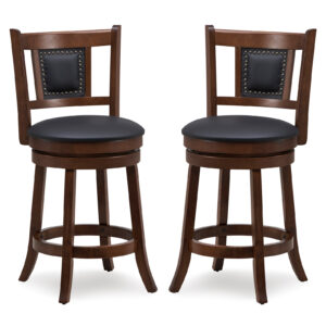 65/74 cm Swivel Bar Stool Set of 2 with Curved Backrest-30 Inches