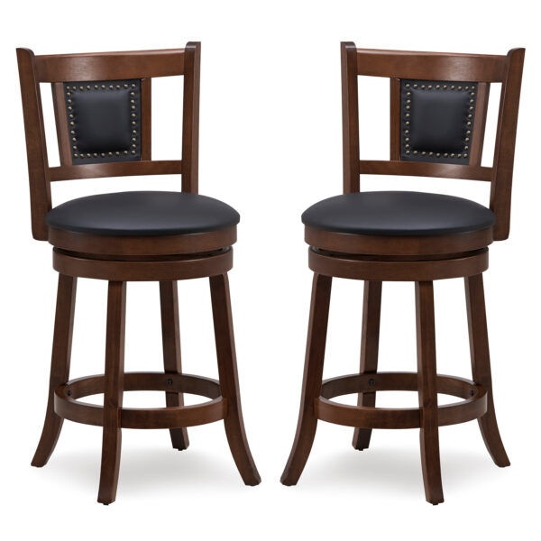 65/74 cm Swivel Bar Stool Set of 2 with Curved Backrest-30 Inches