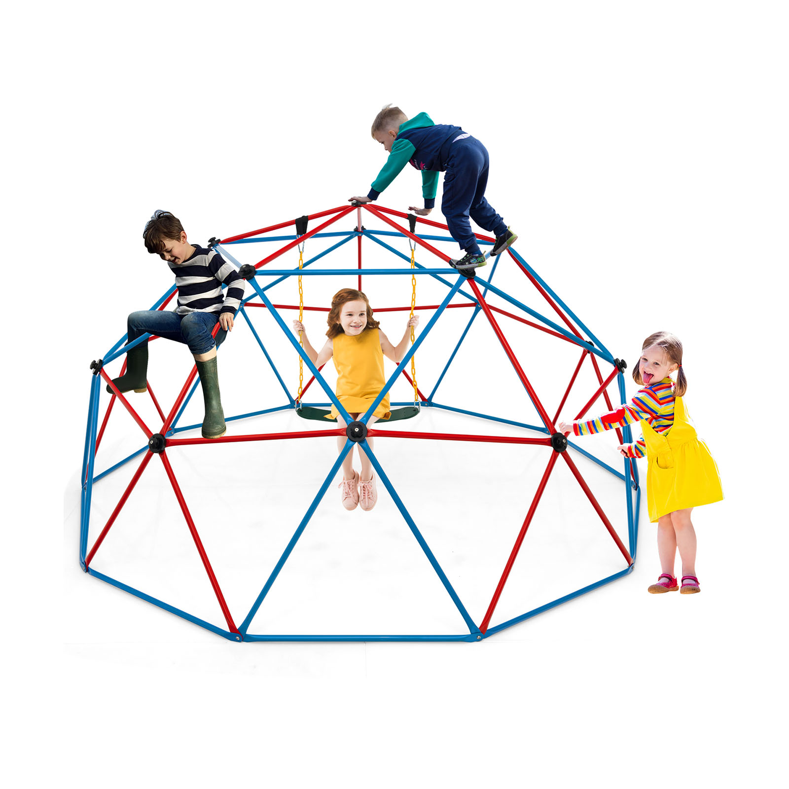 10FT Kids Geometric Dome Climber with Convenient Grip-Blue & Red