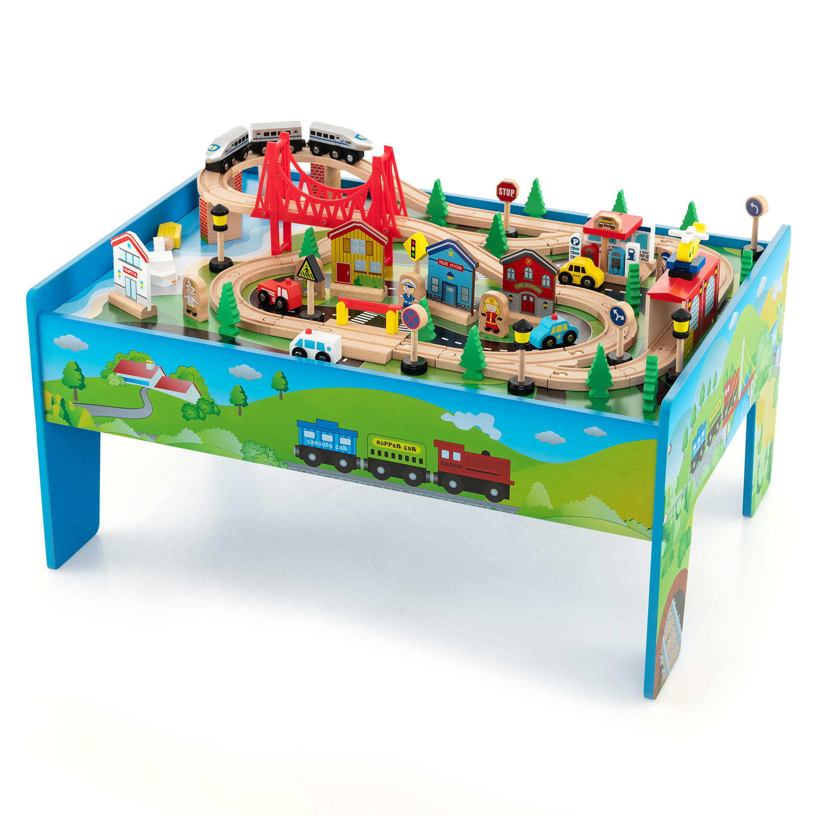 80-Piece Wooden Activity Playset with Reversible Tabletop