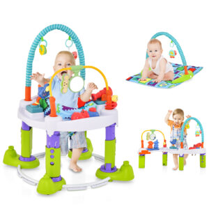 4-in-1 Baby Bouncer Activity Center with 3 Adjustable Heights-Green