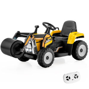 12V Battery Powered Kids Ride on Road Roller with 2.4G Remote Control-Yellow