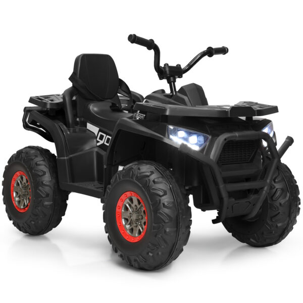 12V Kids Electric 4-Wheeler ATV Quad Ride On Car Toy with LED Lights and Music-Black