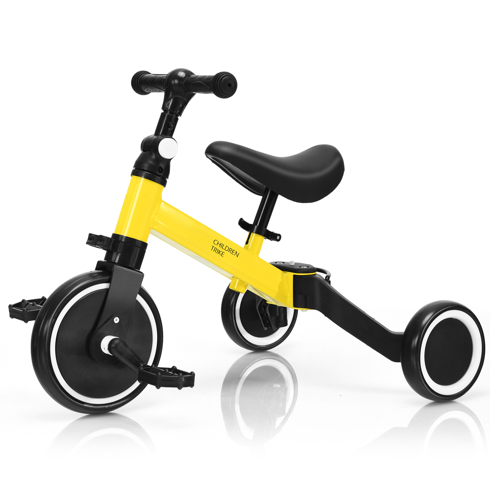 Convertible Balance Bike Kids Trike with Detachable Pedal for 1-4 Years Old Kids-Yellow