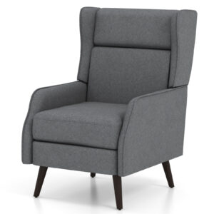 Traditional Fabric Wingback Chair with Removable Seat Cushion-Grey
