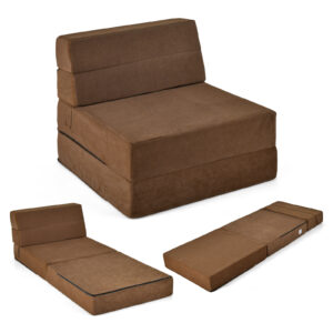 Tri-Folding Sofa Bed Convertible Floo Couch-Brown