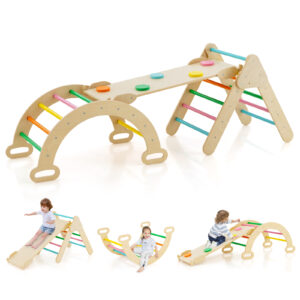Triangle Climbing Toys with Climbing Triangle Arch Ramp for 1+ Years Old-Multicolor