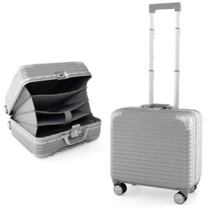 Under-seat Carry On Luggage with Spinner Wheels-Silver