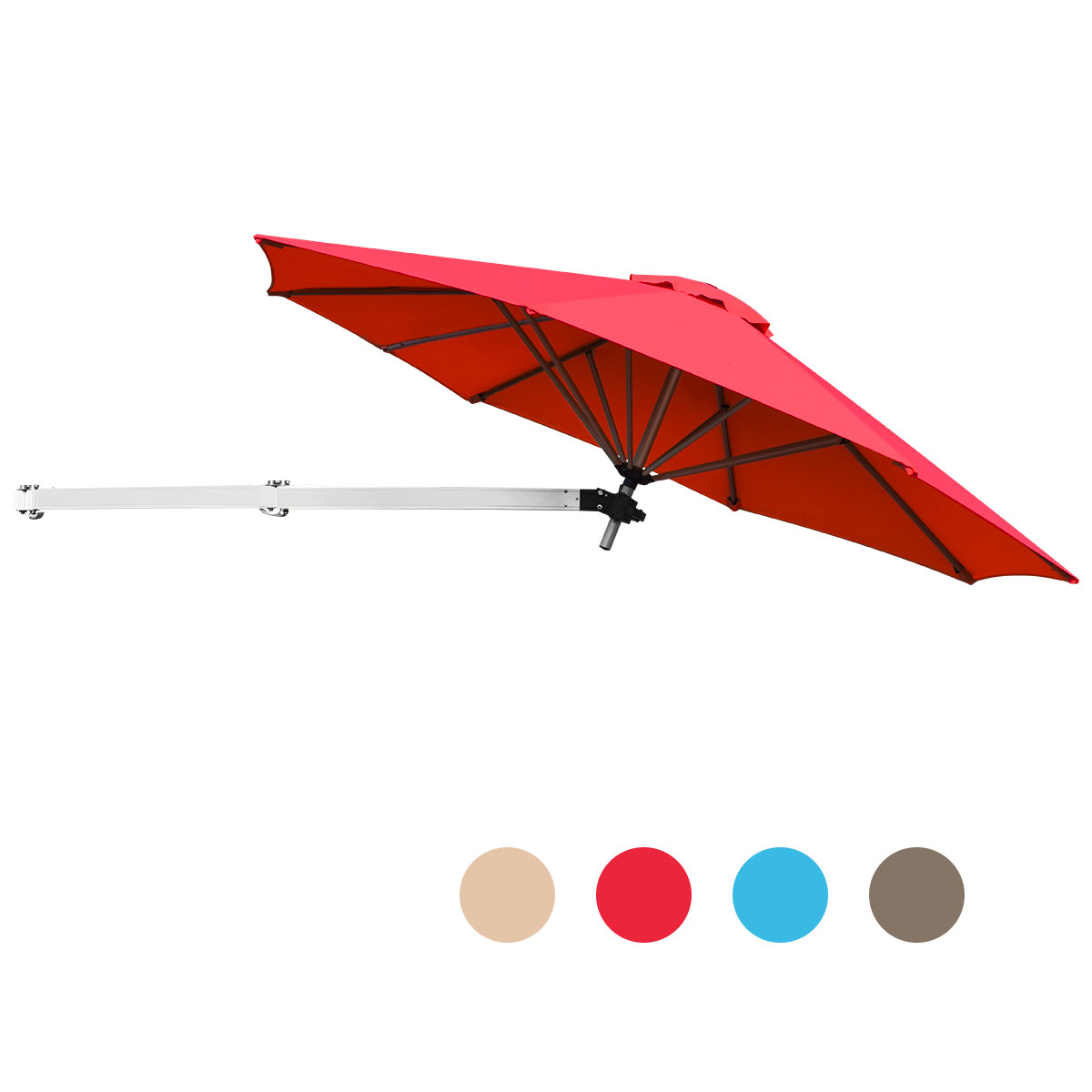 Outdoor Tilting Sunshade Umbrella with Large Shading Area-Burgundy