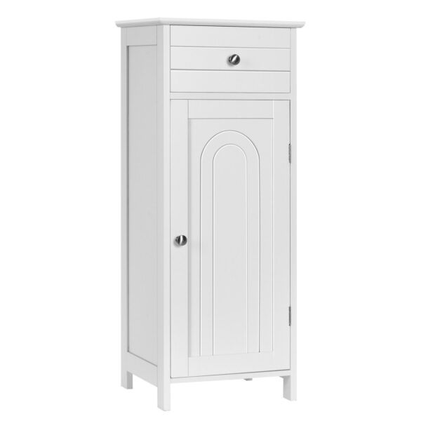 1-Door Freestanding Bathroom Storage Cabinet with Drawer and Adjustable Shelves-White