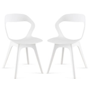 2 Pieces Modern Kitchen Dining Chair Set-White