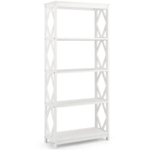 5-Tier Modern Bookcase with Open Shelves-White