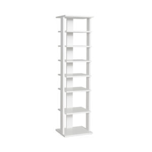Wooden Vertical Shoe Rack with 7 Shelves-White