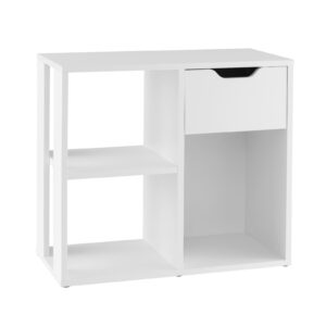 3-Cube Wooden Storage Shelf with Drawer-White