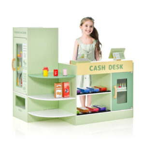 Kids Wooden Grocery Store Supermarket Play Toy Set-Green