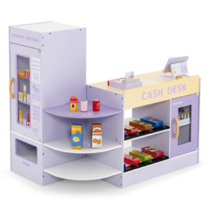 Kids Wooden Grocery Store Supermarket Play Toy Set-Purple