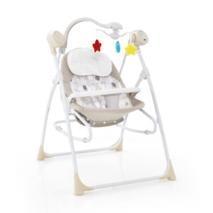 Portable 2-in-1 Baby Swing with 3 Swing Speed and 3 Timer Settings-Beige