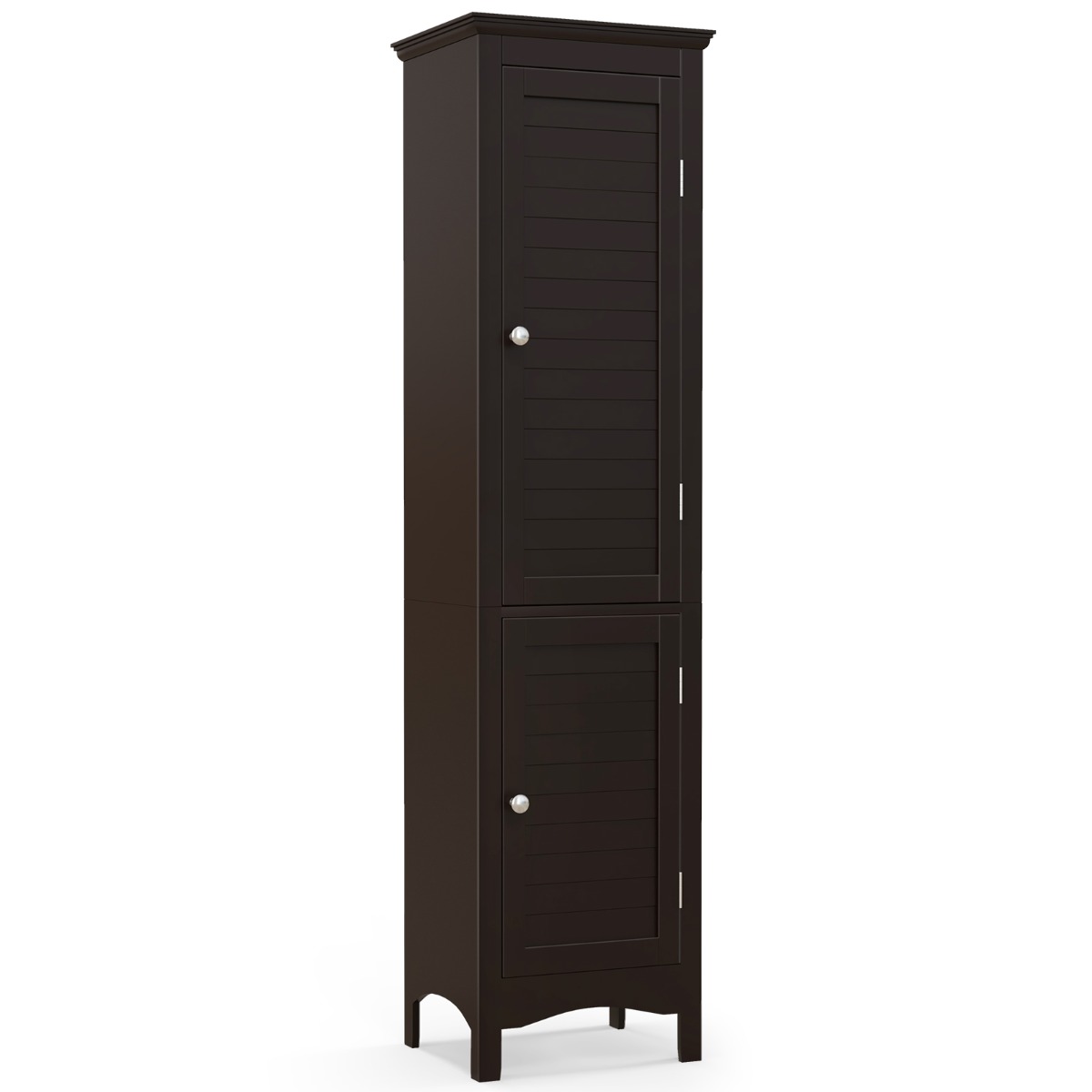 Tall Narrow Bathroom Cabinet-Dark Brown
