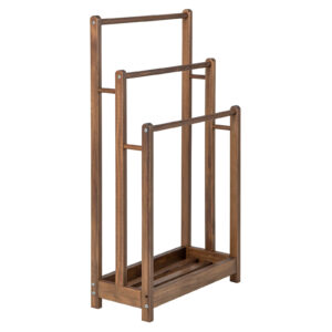 Freestanding Wood Towel Rack with 3 Individual Bars and Bottom Storage Shelf-Rustic Brown