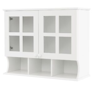 Modern Storage Cabinet with Shelves and Open Compartments for Bathroom Kitchen-White