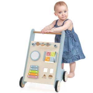 Toddler Push Walker with Xylophone and Flip Blocks-Blue