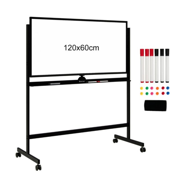 Double-Sided Magnetic Mobile Whiteboard with Magnets Pens and Eraser-Black