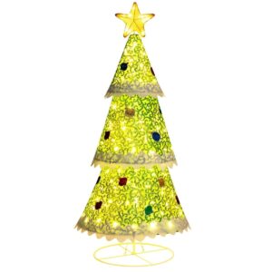 4.6 Feet Pre-Lit Collapsible Christmas Tree with 110 LED Lights-Green