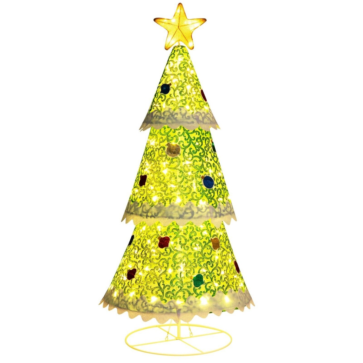 4.6 Feet Pre-Lit Collapsible Christmas Tree with 110 LED Lights-Green