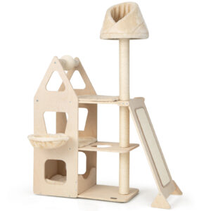 Costway Multi-Level Cat Tree with Sisal Scratching Post for Rest and Fun-Beige
