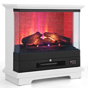 2000W Electric Fireplace Heater with 3-Level Vivid Flame-White