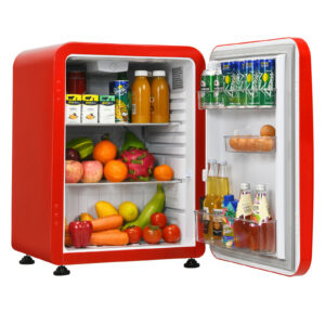 68L Compact Refrigerator with LED Light and Adjustable Thermostat-Red