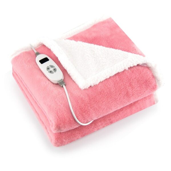 154 x 130 CM Reversible Electric Heated Blanket with 10 Heat Settings-Pink