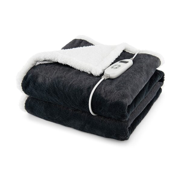 154 x 130 CM Reversible Electric Heated Blanket with 10 Heat Settings-Dark Grey