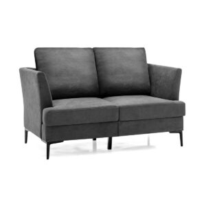 Modern Upholstered Linen Fabric 2-Seater Sofa-Grey