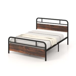 Single/Double/King Bed Frame with Industrial Headboard-King Size