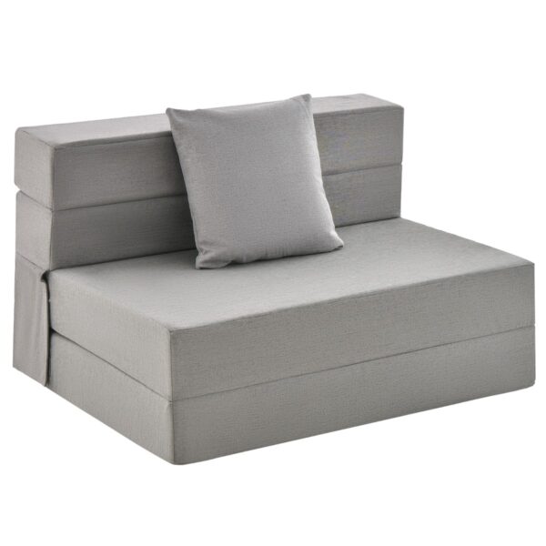 Folding Mattress with Pillow with High-Density Foam-Light Grey