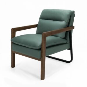 Accent Upholstered Armchair with Padded Backrest and Seat Cushion-Green