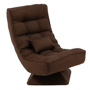 4-Position Adjustable Floor Chair with Swivel Base-Brown