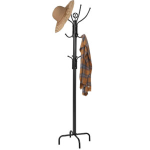Modern Freestanding Metal Coat Stand with 12 Hooks for Bedroom Entryway-4-Leg Base