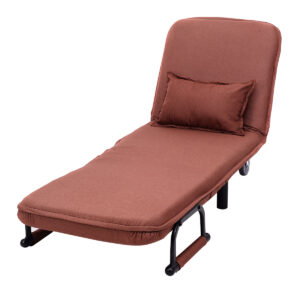 Single Folding Chair Bed with Pillow-Coffee