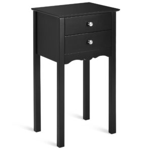 Modern Versatile Side Table with 2 Drawers-Black